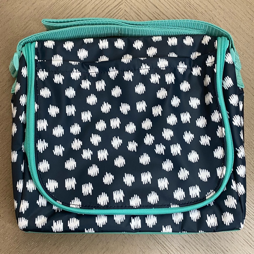 New Thirty One Navy Doodle Dot Going Places Thermal Bag With Strap